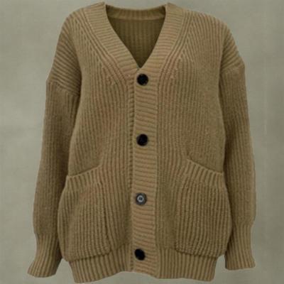 New ArriVals Open Run Women Loose Fit V Neck Cardigan Big Button Solid Color