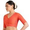 Blouse Saree à Carreaux Madras Manches Courtes en Coton pour Femme avec Côtés Extensibles