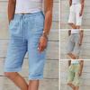 Women Summer Shorts Elastic Waistband Adjustable Drawstring Casual Pants with Pockets Solid Color Loose Fit Knee-length Pants