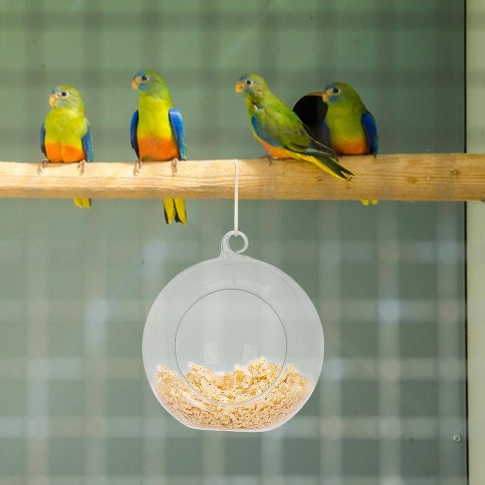 Finch Nests For Cages Bite-resistant Love Bird Nest Clear Bite-Resistant Round Egg-Laying Hangable Bed With Wood Chips For