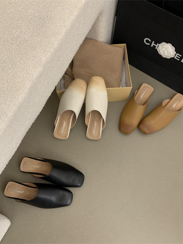 Fashion New Summer Slippers Summer Soft PU Leather Shoes Retro Flats Slip-on Sandals Beach Slippers Leisure Walking Zapatos Para Mujer