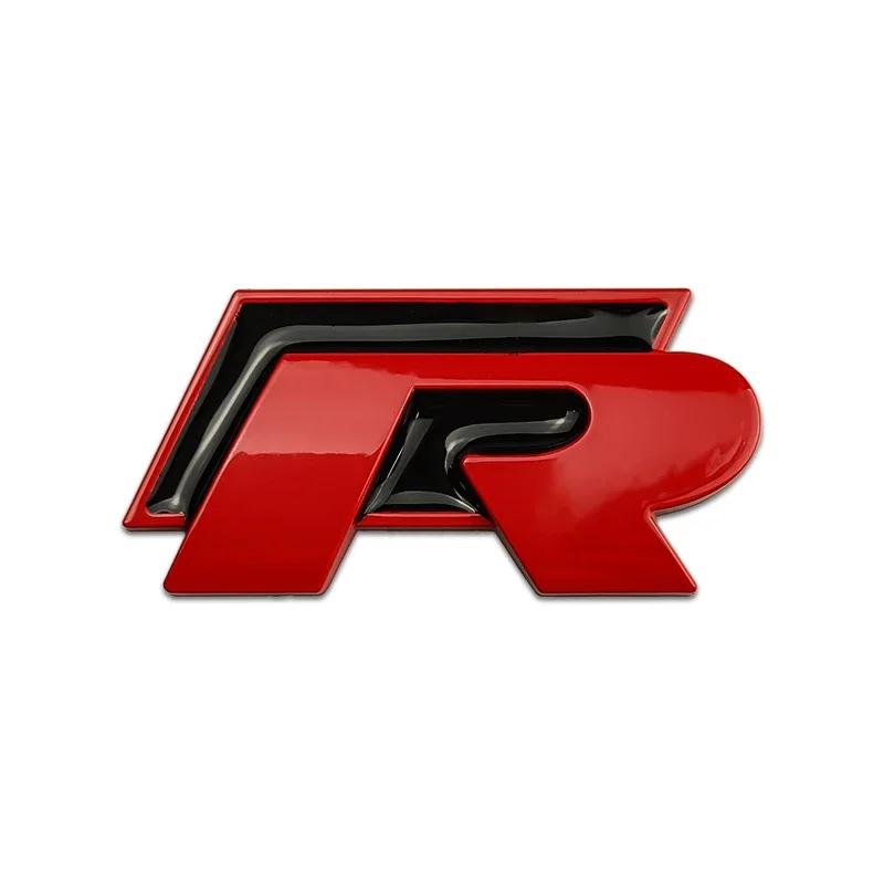 WGLRK1 For Volkswagen VW Rline GTI Golf 5 6 7 Jetta Passat Touran Scirocco Metal R Badge Car Front Grille Emblem Rear Trunk Stickers