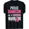 Proud Grandson Of A Warrior Breast Cancer Awareness Tshirt Mens Casual Cotton Graphic Tee