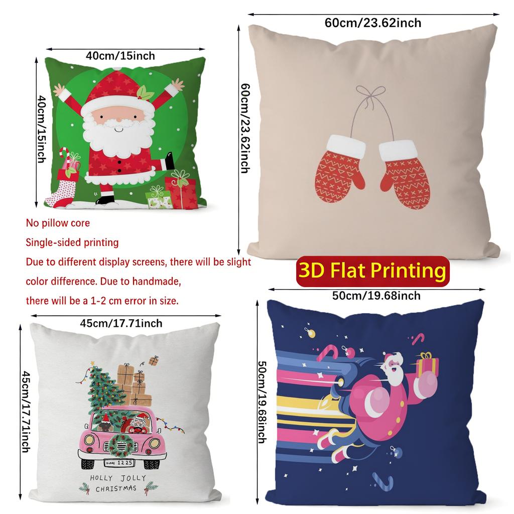 Christmas Cute Throw Pillow Covers Pattern Cushion Cover Suitable for Sofa Bedroom Car Pillow Cover