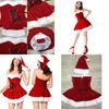 Festive Mini Red Velvet Costume Outfit For Women Featuring Santa Claus Design And Hat