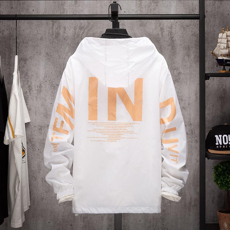 Korean Style Men s Breathable Ultra-Thin Summer Sun Protection Jacket 4XL белый