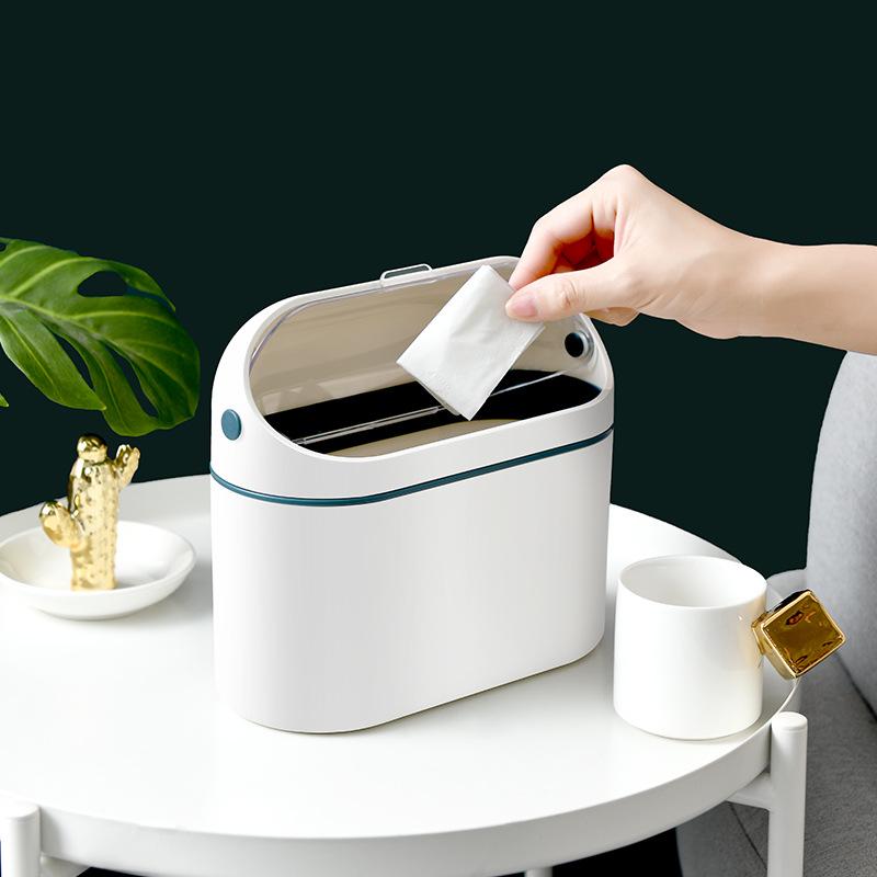 Mini Desktop Trash Can with Lid for Home or Office