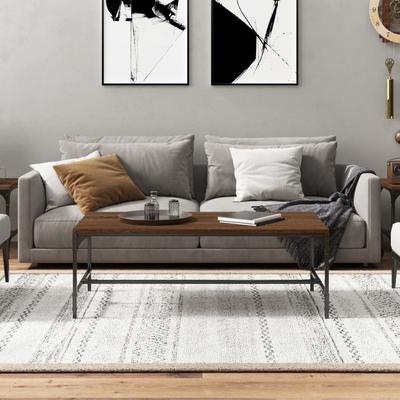 Coffee Table Brown Oak Effect 100 X 50 X 35 Cm Engineered Wood