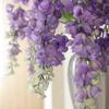 Long Branches Hanging Rattan Flower 5 Fork Silk Flower String Wisteria Vine Flower  Garden