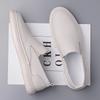 Soft Sole White Perforated Flat Loafers Comfortable Leather Business Shoes Casual Shoes for Men Breathable Slip-On Walking Shoes
