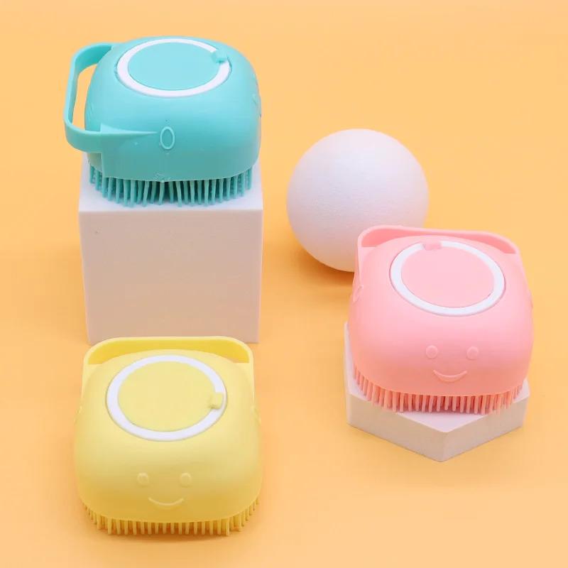 2 in 1 Self Cleaning Pet Bath Brush for Dogs Cats Puppy Soft Silicone Massage Shampoo Dispenser Dog Grooming Brush