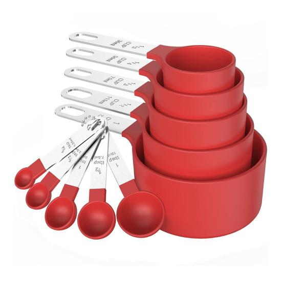 10Pcs Measuring Cups And Spoons Set, Stainless Steel Measuring Cups for Dry Liquid Ingredients, Nesting Baking Tools, Kitchen Gadgets