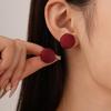 Retro Ankola Red Heart Flower Geometric Silver Needle Earrings - Simple, High-End Autumn/Winter Accessory for Women