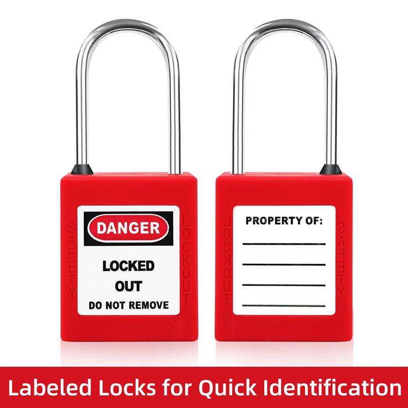 5PCS Lockout/Tagout Steel Industrical Seguridad Safety Padlock Red Yellow Green Black Blue Mini Lockout Padlock with 2 Keys 6