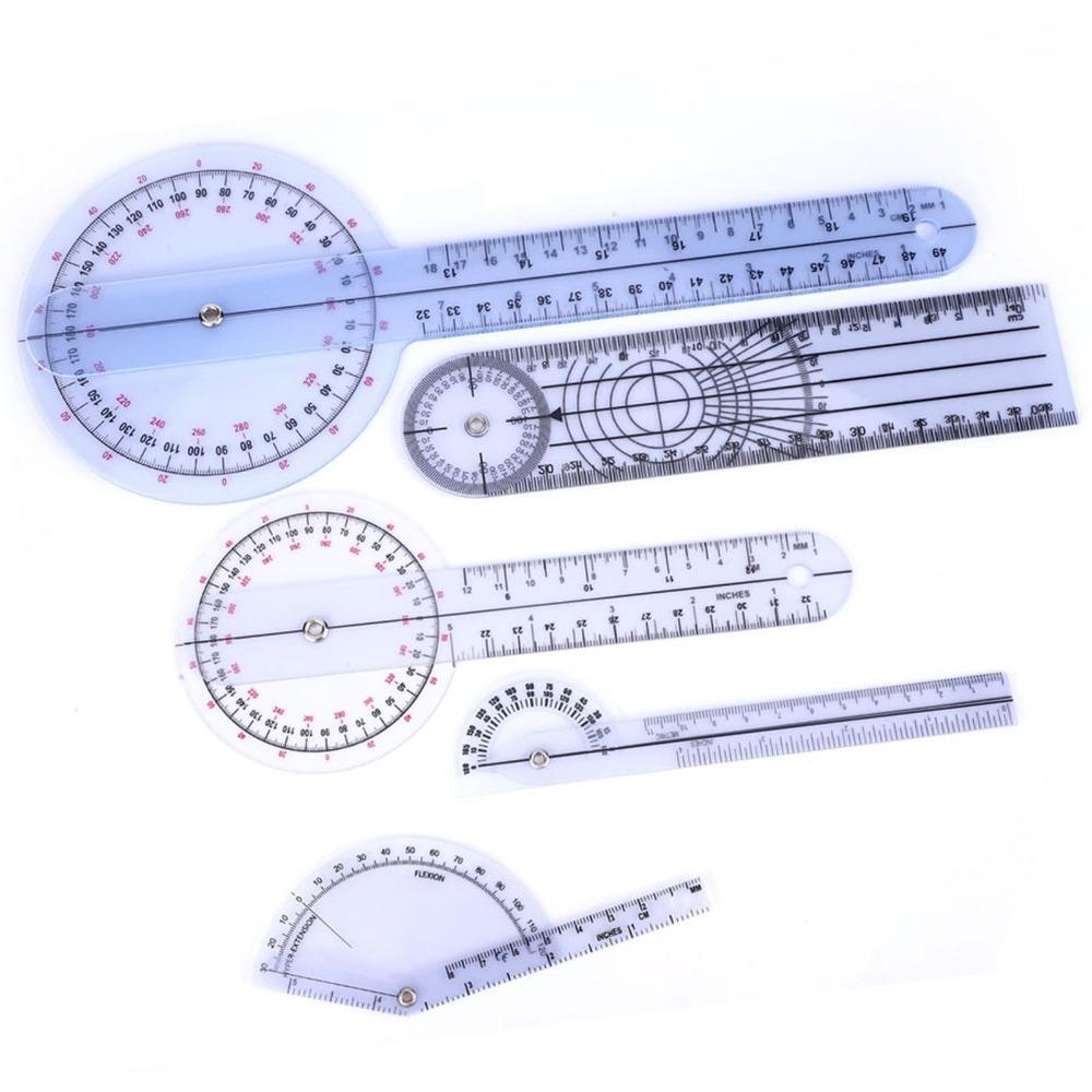 5pcs Plastic Goniometer Set 6/8/10inch Spinal Goniometer  Joint Mobility Assessment