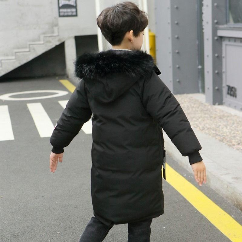 Boys' Winter Hooded Casual Jacket Medium To Large Child Size Thickened Warmth-Retaining Puffer Coat