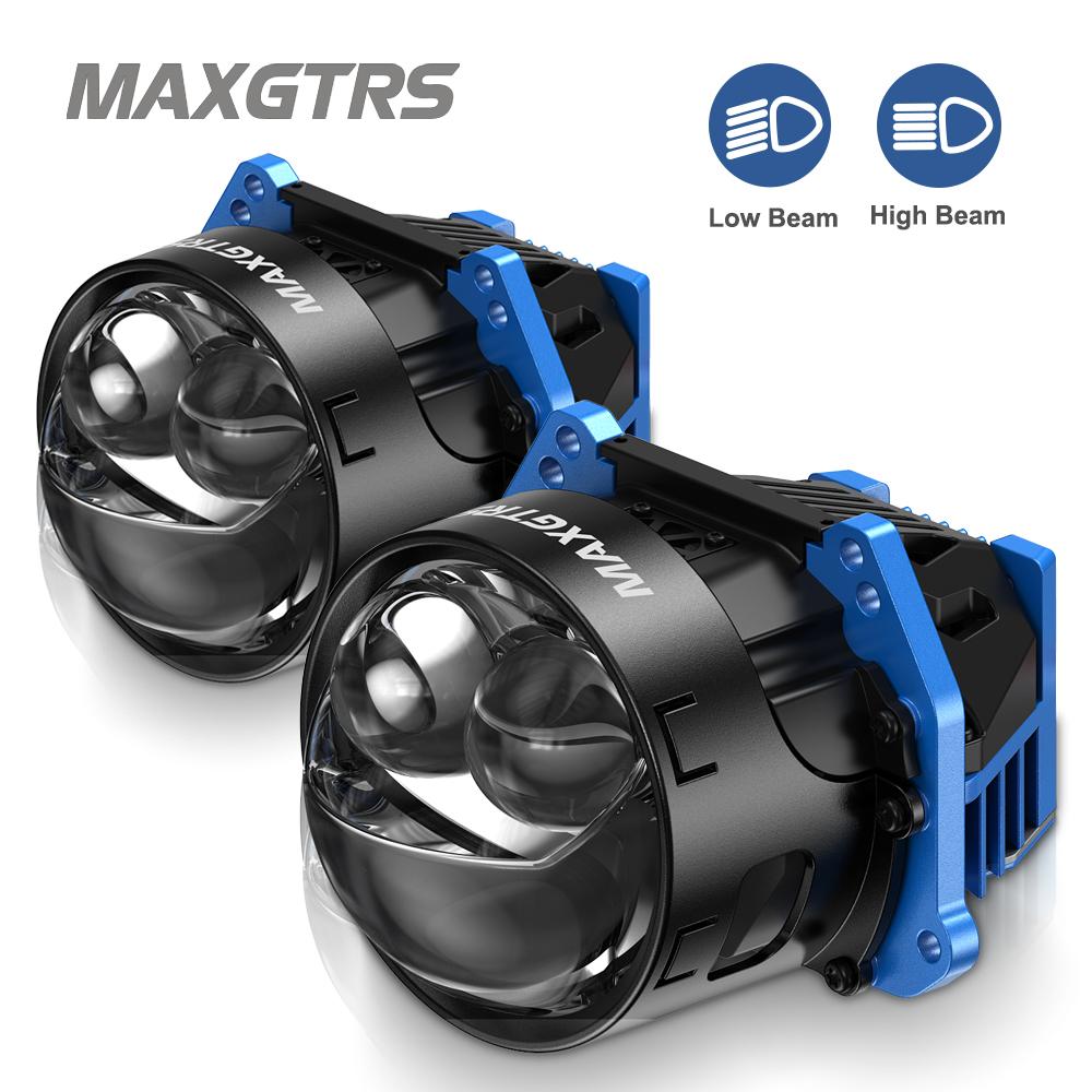 MAXGTRS 2x Laser 3.0 Inch Bi LED Hyperboloid Projector Lens H7 H4 9005 9006 Headlight Bulb Lenticular Optics For Hella 3R Car Accessories