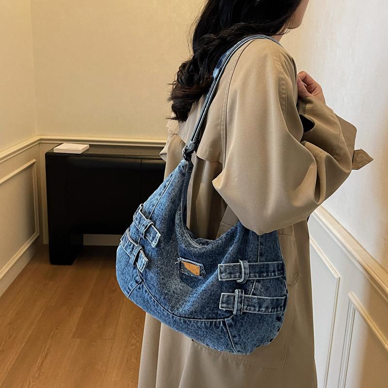 Denim Shoulder Bag Large Capacity Women's Crossbody Bag Commuter Tote Bag Mother Bag