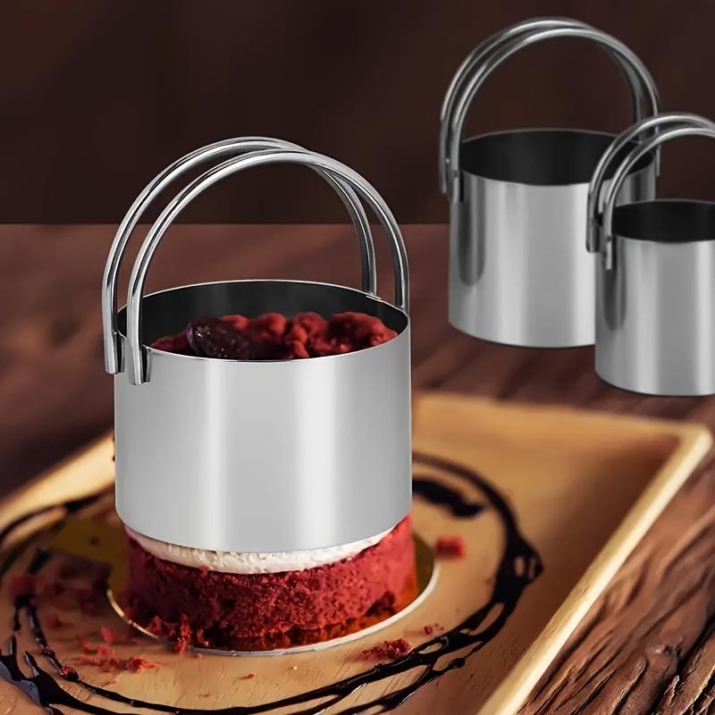 5ks Nerezová ocelová kulatá sada vykrajovátek na sušenky s ergonomickou rukojetí - Odolné pekařské nástroje pro dokonale tvarované pečivo, sušenky a těsto