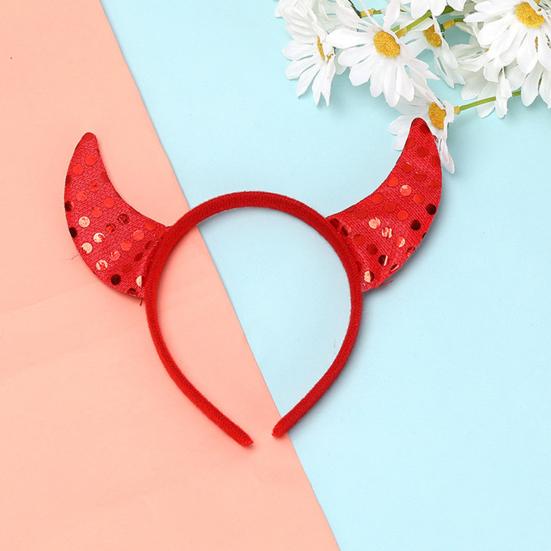 Diadema decorativa de cuerno de diablo de tela de felpa hecha a mano, diseño elástico ligero, aro para el cabello, accesorios para fiestas de cosplay y Halloween