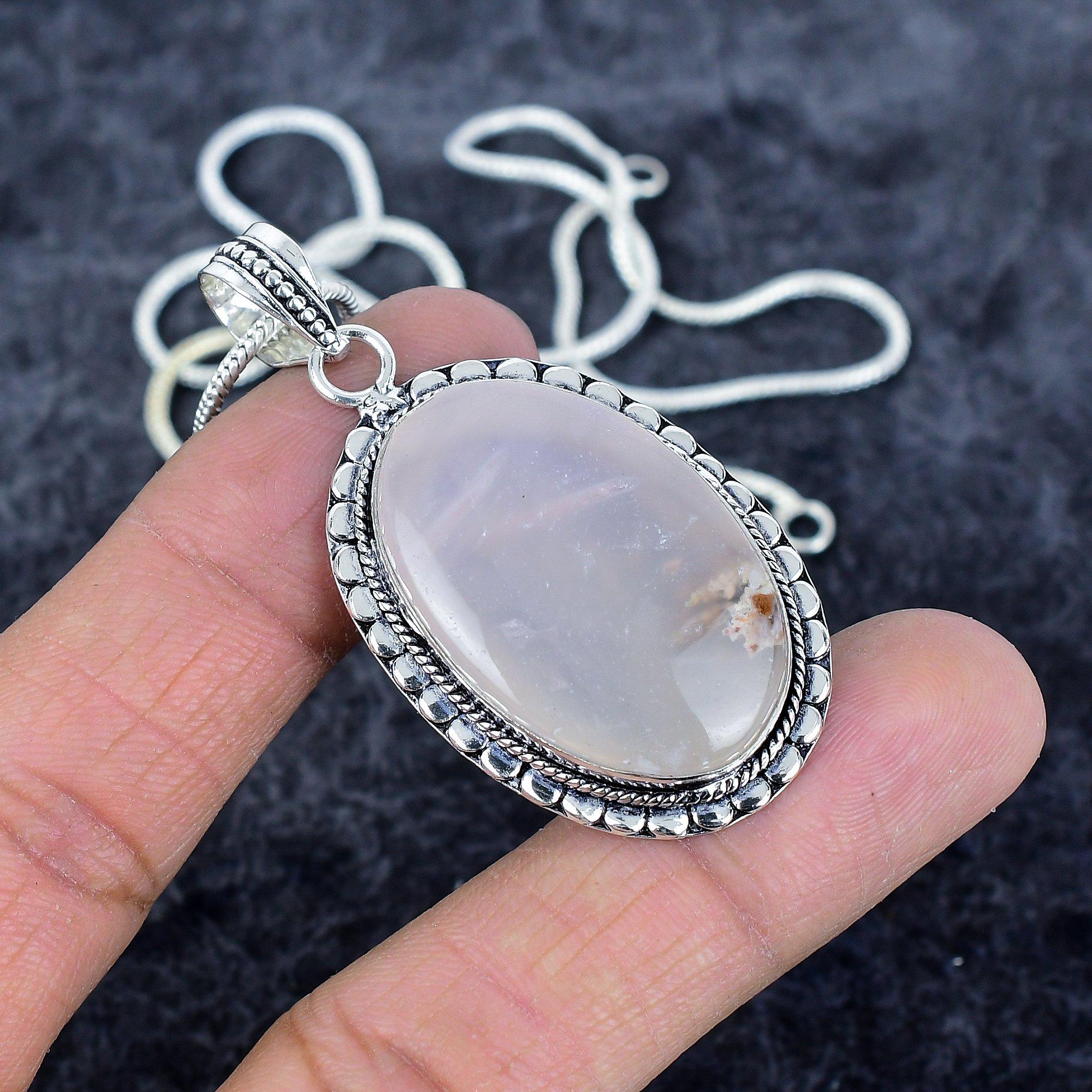 

Rose Quartz Gemstone Handmade 925 Sterling Silver Jewelry Pendant 2.25 M-2938