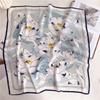 Out of the Water Hibiscus Lotus Silk Scarf High-end Elegant Square Scarf 71cm Tied Bag Tied Hair Mother Silk Scarf Shawl Scarf Women