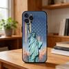 Statue L-Liberty America USA Flag Phone Case For iPhone17,16,15,14,13,12,Plus,Pro Max, 5G Others Soft Black Cover