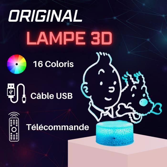Lampe de Chevet 3D LED, Tintin et Milou, 16 Couleurs , Tactile, Décorative , Idée Cadeau