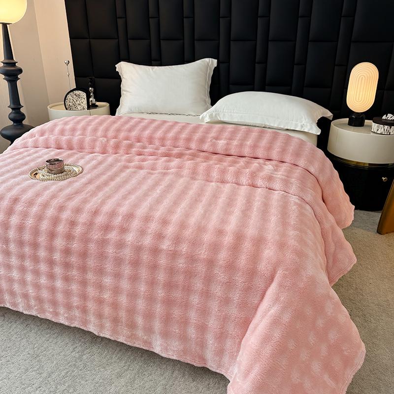 Soft Faux Rabbit Fur Plush Blanket - Thick Solid Color for Bed, Office, or Sofa