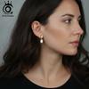 ORSA JEWELS Elegant 14K Gold Genuine 925 Sterling Silver Dangle Pearl Earrings with Handpicked Natural Pearl for Women GPE130