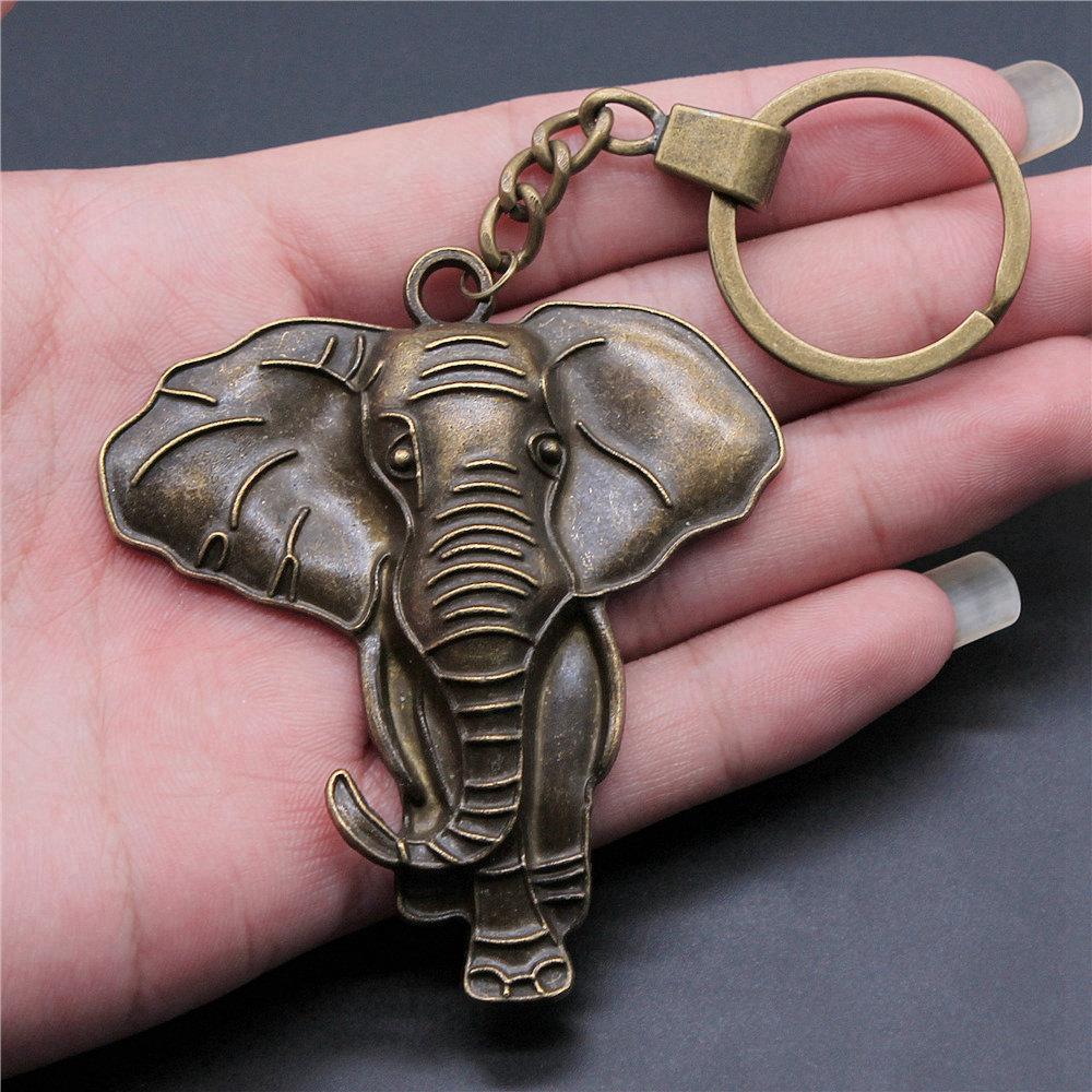Elephant Horse Animal Duo Pendant Antique Bronze Metal Keychain with 30mm Ring for Students Hot Sale