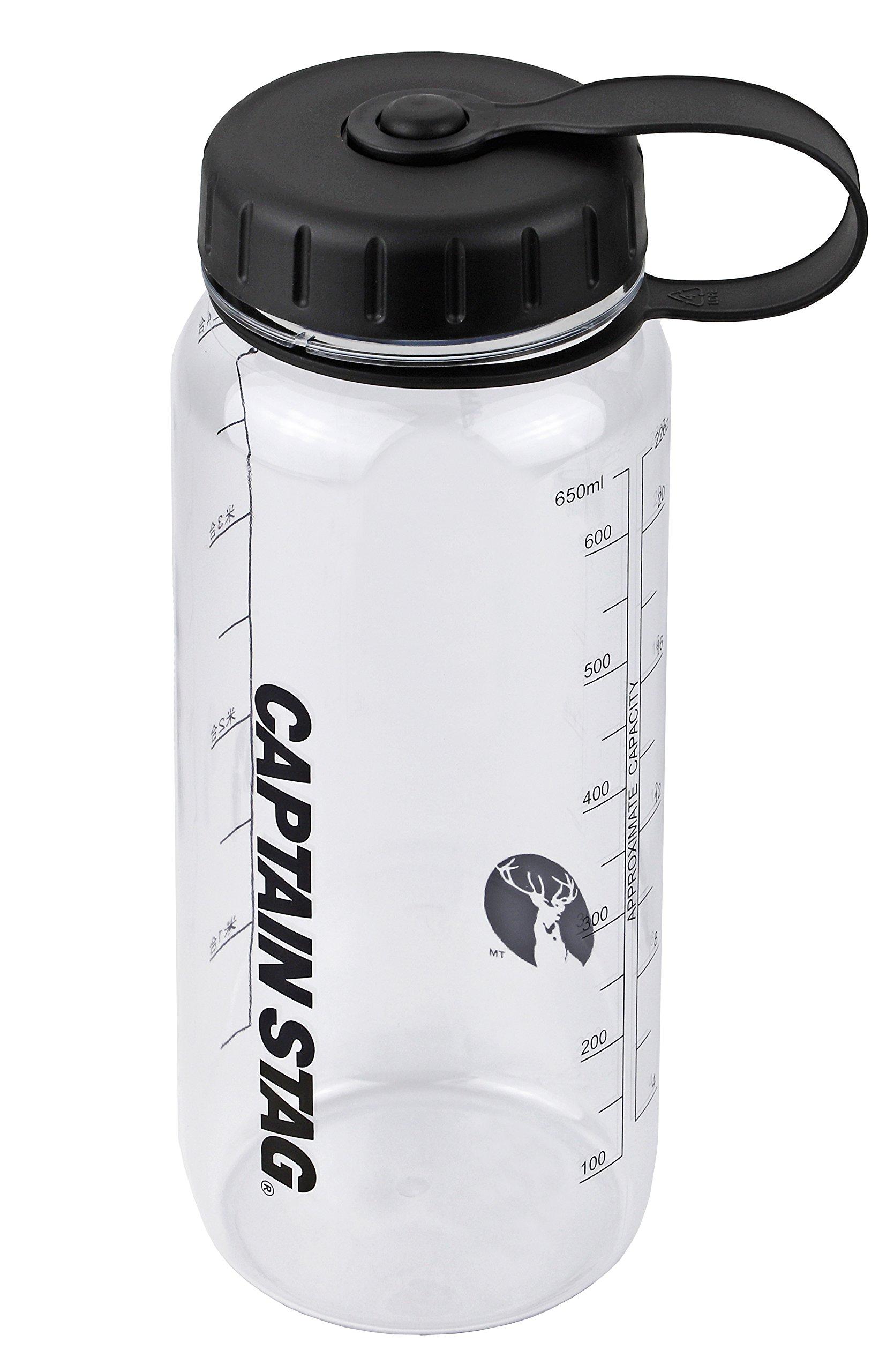 

CAPTAIN STAG Water Bottle Sports Bottle Water Bottle 650ml Direct Drinking with Rice Scale Cups Black 4.5 UE-3389