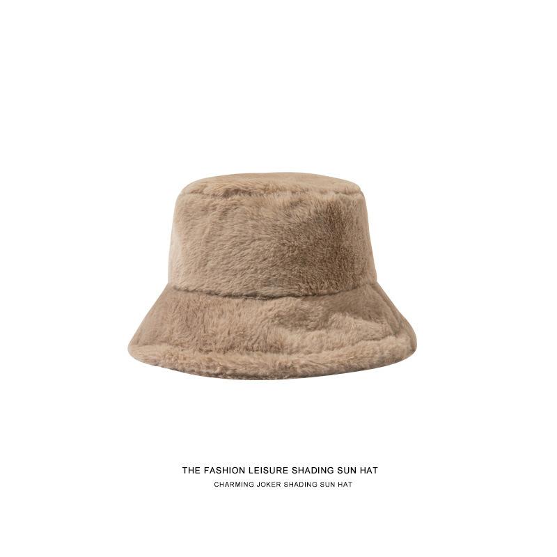 Imitation Rabbit Fur Big Head Circumference Bucket Hat Autumn and Winter Plush Versatile Show Small Face Warm Thickened Fashion Basin Hat