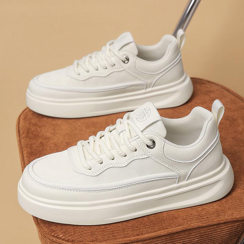 Light Luxury Board Shoes Men's High-end Sense Summer New Breathable Mesh White Shoes Versatile Height-increasing Soft-soled Casual Sports Shoes