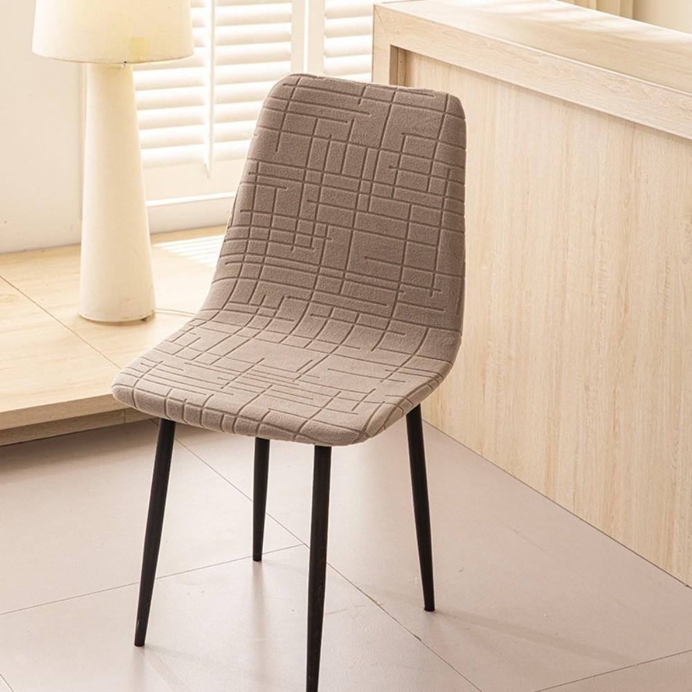 Stretchy Fabric Dining Chair Cover Geometric Texture Shell Chair Slipcover Living Room