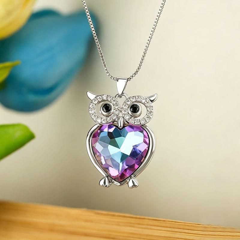 Crystal Owl Necklace for Women Creative European AmericanJewelry Accessory Gift