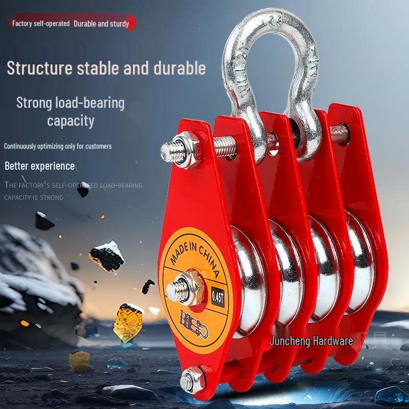 Heavy-Duty Mini Lifting Pulley with Hook and Positioning Wheel