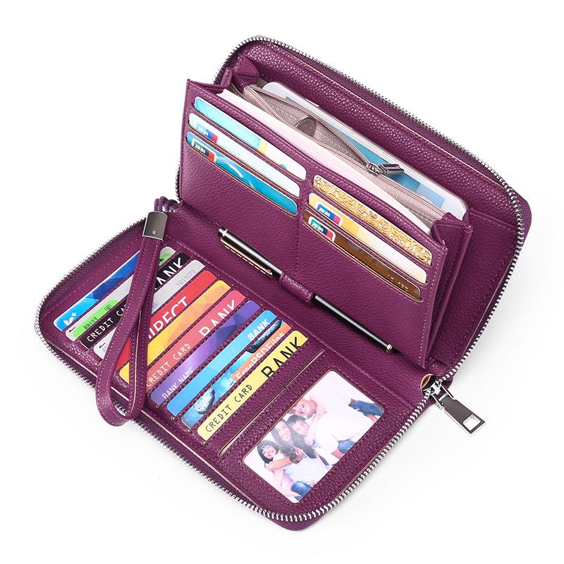 RFID-diebstahlsichere Damenbrieftasche aus PU-Leder, großes Fassungsvermögen, lang und elegant mit mehreren Kartenfächern.
