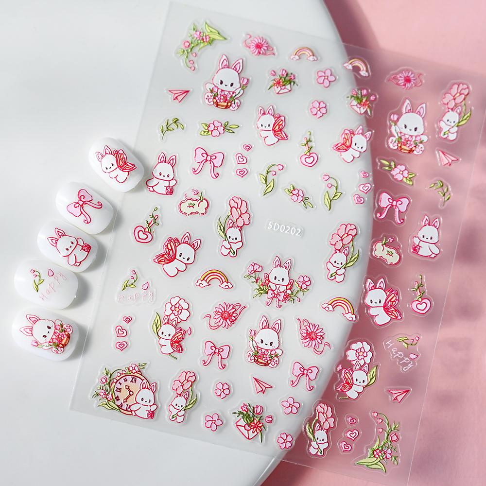 1 SZT. 5D Kawaii Wytłaczane Wykwintne Naklejki na Paznokcie z Uśmiechniętą Twarzą Japońskie Żelowe Makaroniki Nail Art Samoprzylepne DIY Ozdoby do Paznokci