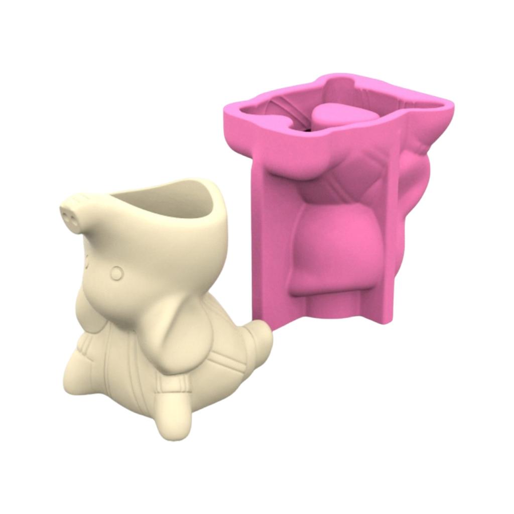 Cartoon Animal Flower Pots Silicone Mold Succulent Plant Vase Casting Mould for Making Resin Epoxy Craft Pen Holder