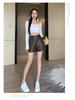 Women's High-Waist Leather Shorts - Slimming A-Line, Wide-Leg, Korean Style for Autumn/Winter 2023