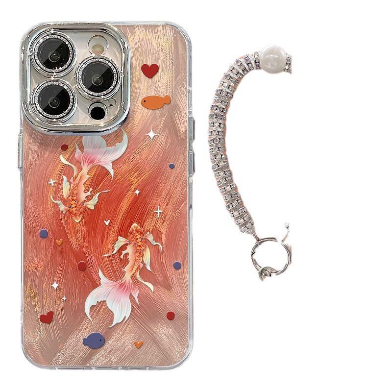 Good thing Koi is suitable for iPhone16promax anti-drop Iphone15proins fine hole feather yarn mobile phone case.