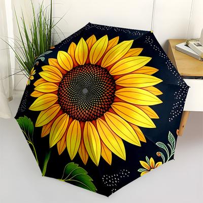 1pc Sunflower Pattern Automatic Open/Close Umbrella Compact Folding Umbrella, All-Season Portable Umbrella for Women/Men F1124159