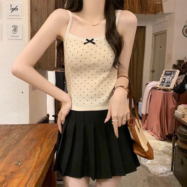 Women's Sweet & Spicy Summer Lace Bow Camisole with Built-in Padding