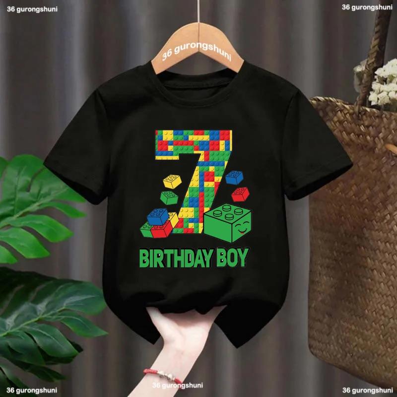 Building Blocks 1-10 Birthday Boys T-shirt Funny Block Graphic Print Toddler T-shirt Gifts kids Birthday Party Clothing T-shirt 110