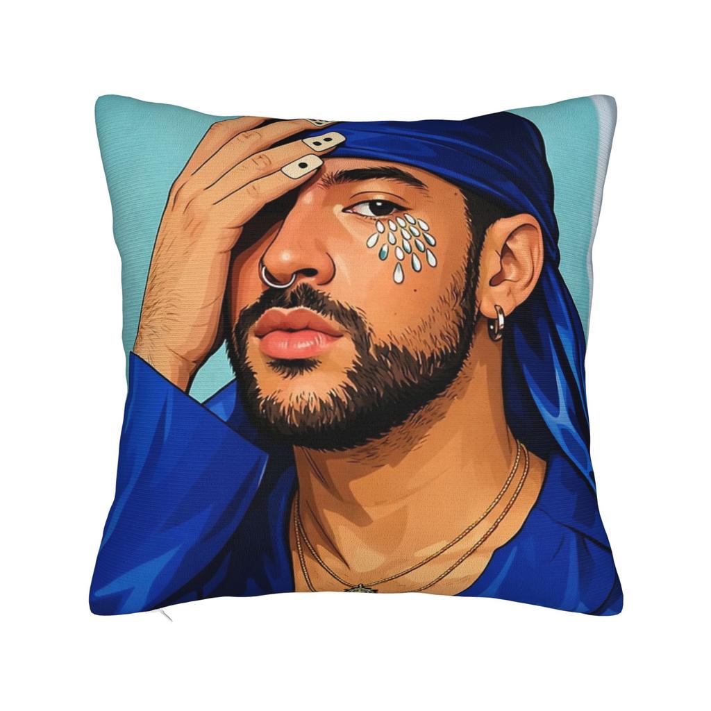 Singer Bad Bunny Pillowcase Doublesided Printing Polyester Cushion Cover Decorative Throw Pillow Case Cover Home