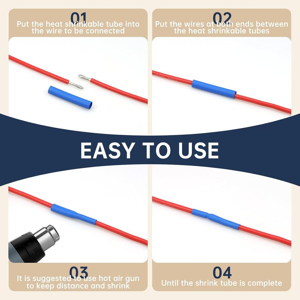 2:1 Heat Shrink Tubing Kit, Multi Size Colors Boxed Heat Shrink Tubing Assorted Sleeving Tube Wrap Cable Wire Kit for DIY (1, 750PCS)