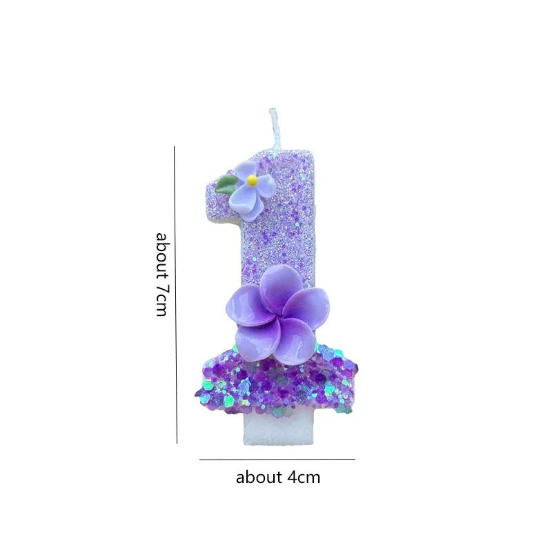 Flower Candle Birthday 0-9 Number Memories Decoration Candles Girl Boy Number Wedding Decorations Items Rituals Lamps Candles