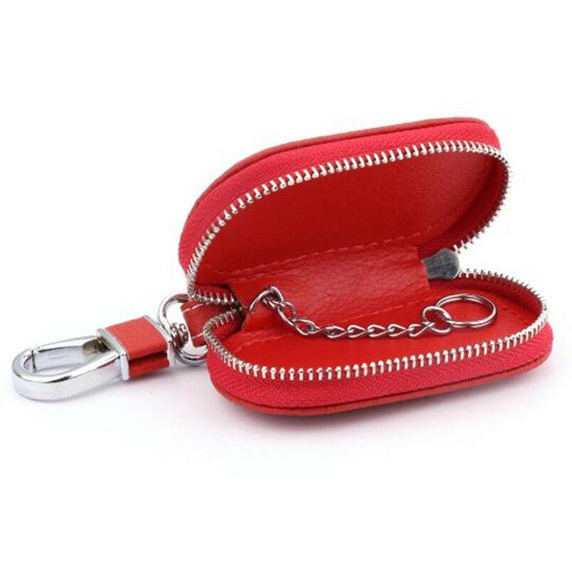 1x Universal PU Leather Auto Car Truck Smart Remote Key Holder Fob Bag Case Red