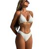Women Fresh Style Solid Color Drawstring Tie Bikini Swimwear